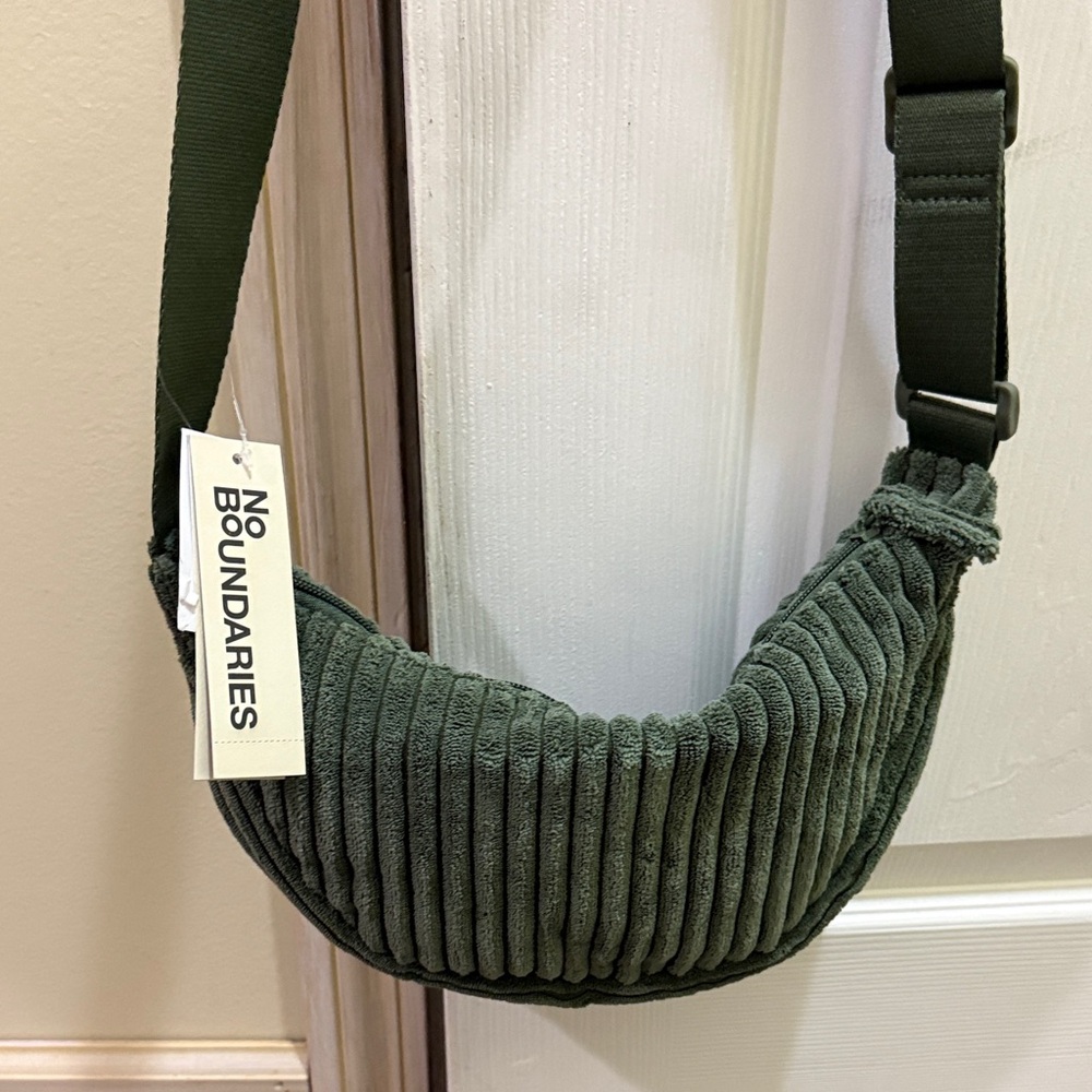 No Boundaries Olive Green Corduroy Shoulder Bag